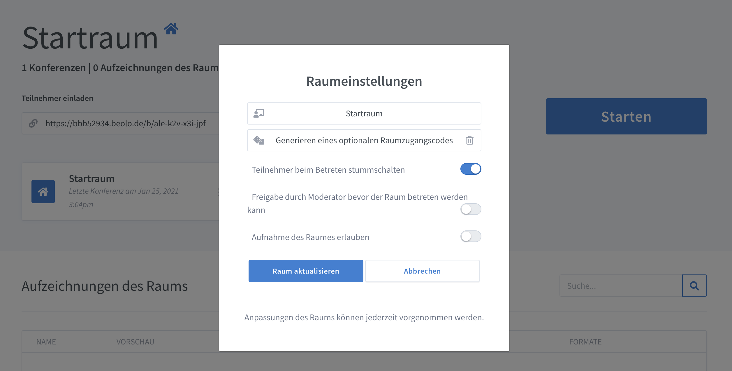 BBB Raum erstellen