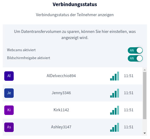 BigBlueButton Version 2.3 - Benachrichtigungen Verbindungsstatus BigBlueButton Version 2.3 - Benachrichtigungen Verbindungsstatus