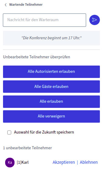 BigBlueButton Version 2.3 - Nachricht Warteraum BigBlueButton Version 2.3 - Nachricht Warteraum