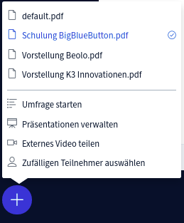 BigBlueButton Version 2.3 - Praesentationen umschalten BigBlueButton Version 2.3 - Praesentationen umschalten