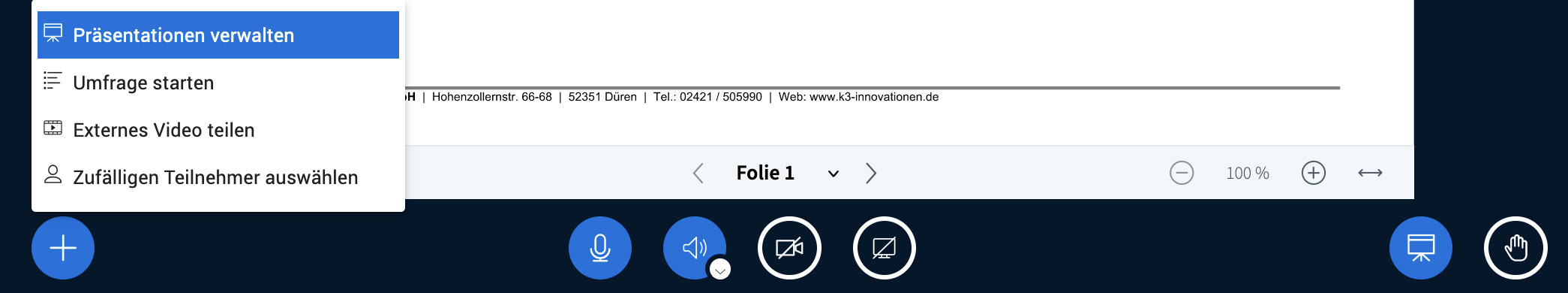 BigBlueButton Toolbar Symbol Plus