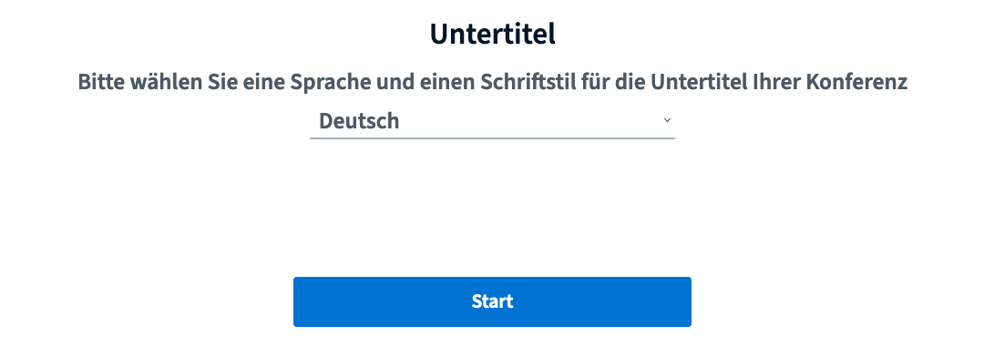 Untertitel BigBlueButton Untertitel Sprachauswahl