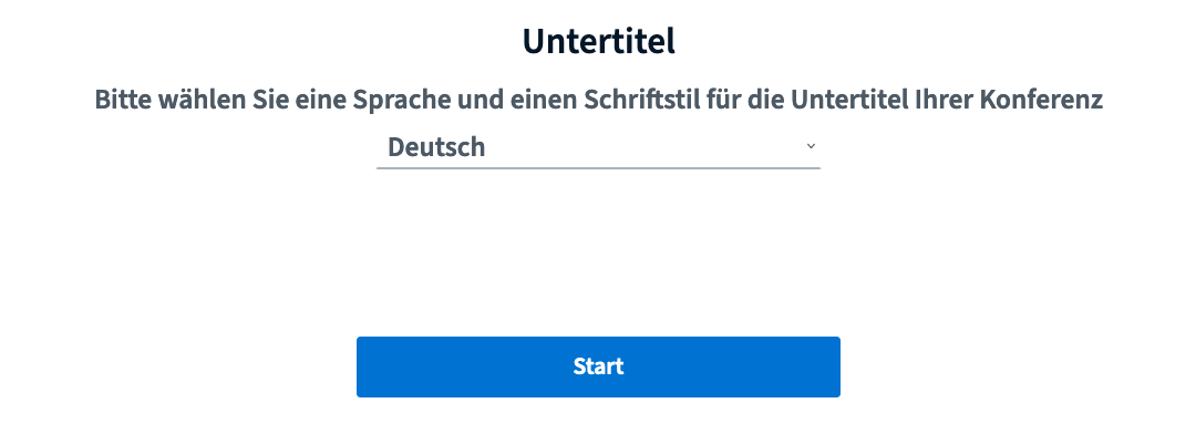 BigBlueButton Untertitel Sprachauswahl