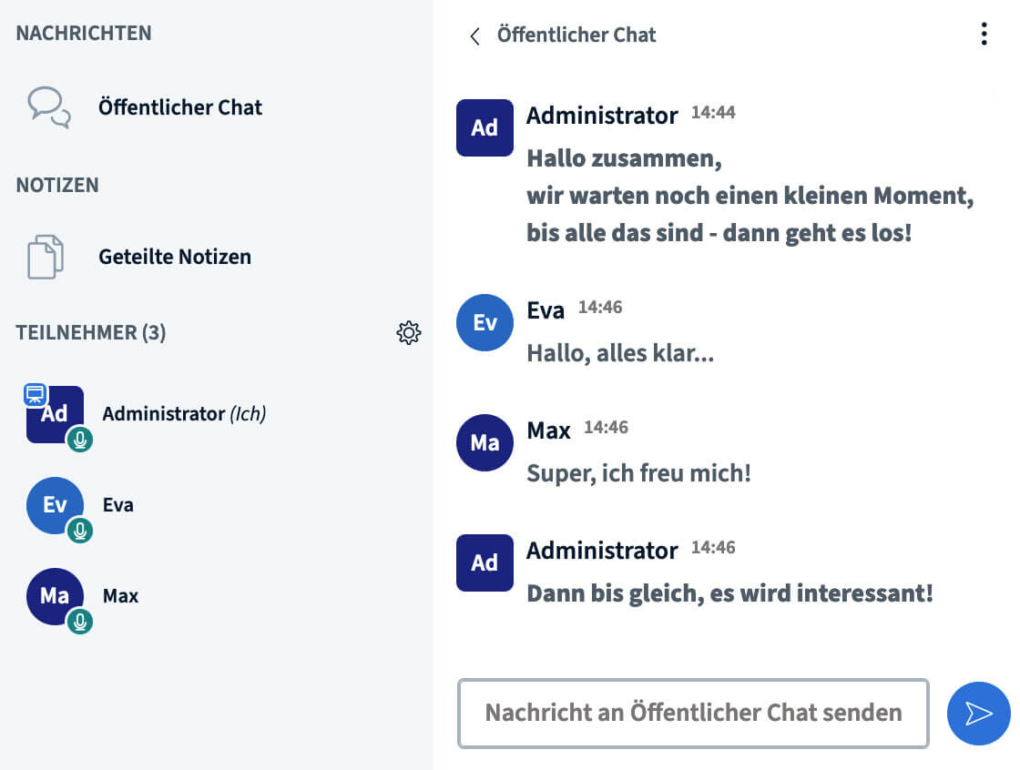 BigBlueButton öffentlicher Chat