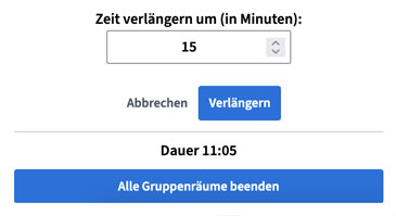 Features BigBlueButton Version 2.4 - Gruppenraum Zeit verlängern