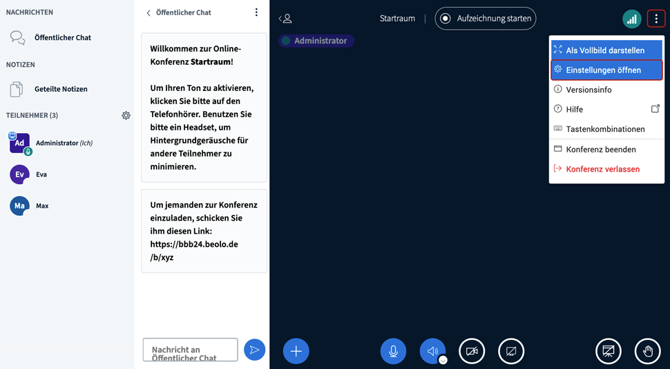 BigBlueButton Teilnehmerrechte