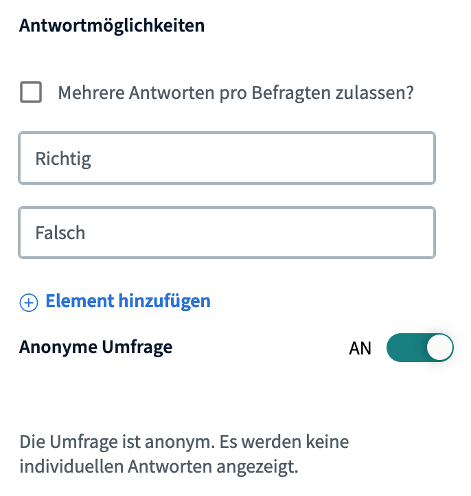 Umfragen und Abstimmungen BigBlueButton Features Anonyme Umfragen