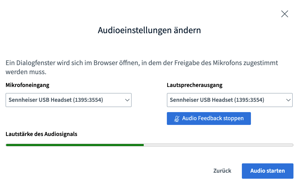 Audio- und Videoübertragung BigBlueButton Audio