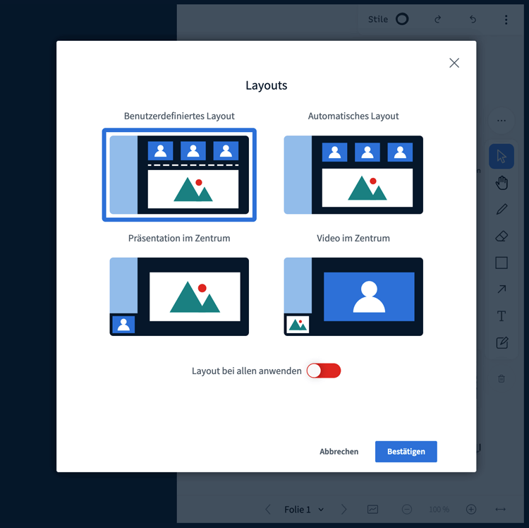 Layout Anpassungen BigBlueButton Features Layouts