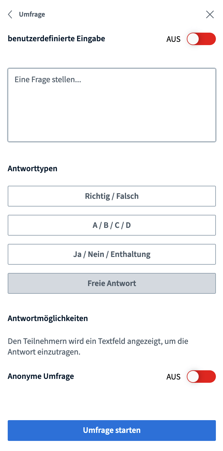 Umfragen und Abstimmungen BigBlueButton Features Umfragen