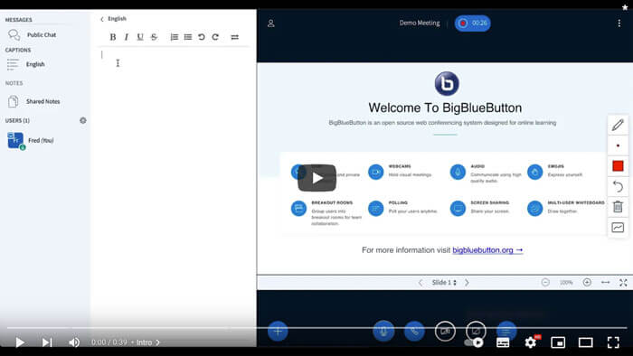 BigBlueButton* Videos BigBlueButton Tutorial Live Closed Captions