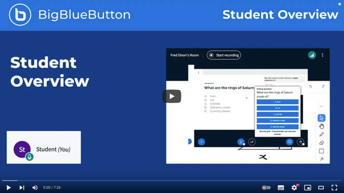 BigBlueButton Tutorial Student Overview
