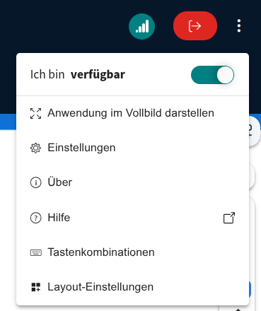 Teilnehmerrechte Menü über die drei Punkte oben rechts
