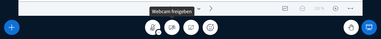 Audio- und Videoübertragung Untere Leiste, Tooltip „Webcam freigeben“